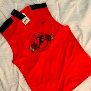 Reebok vivid Orange tank , vented back with moisture wicking tech fabric, Medium